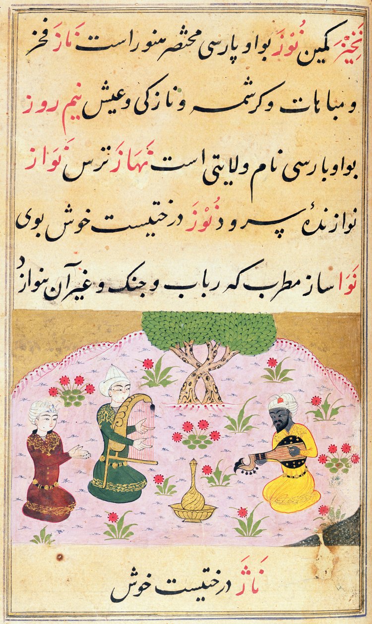 Or.3299 f.279 Musikere spiller en melodi (nava) af Persian School