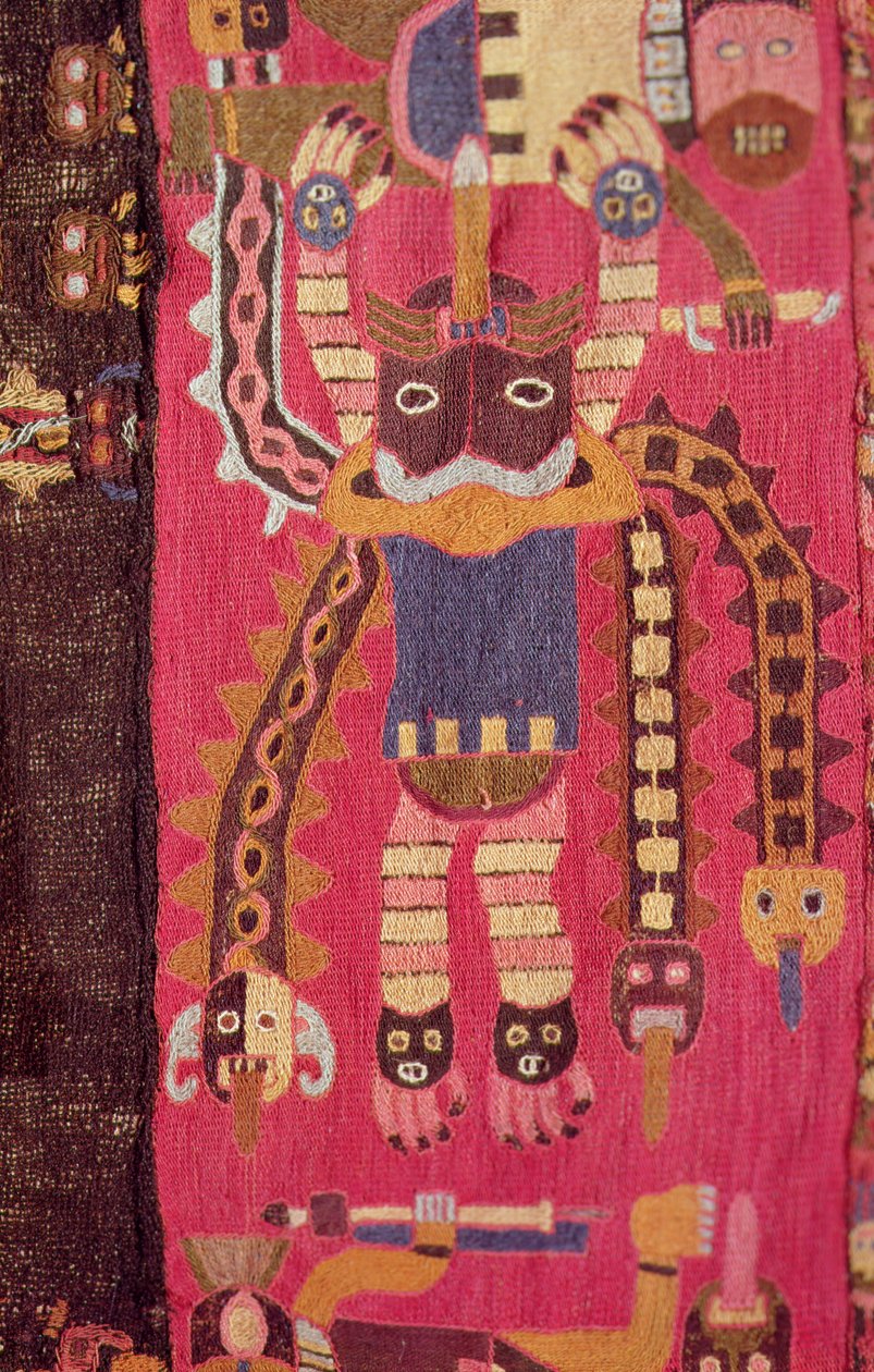 Uld figur af en gud, Paracas Culture (tekstil) af Peruvian School