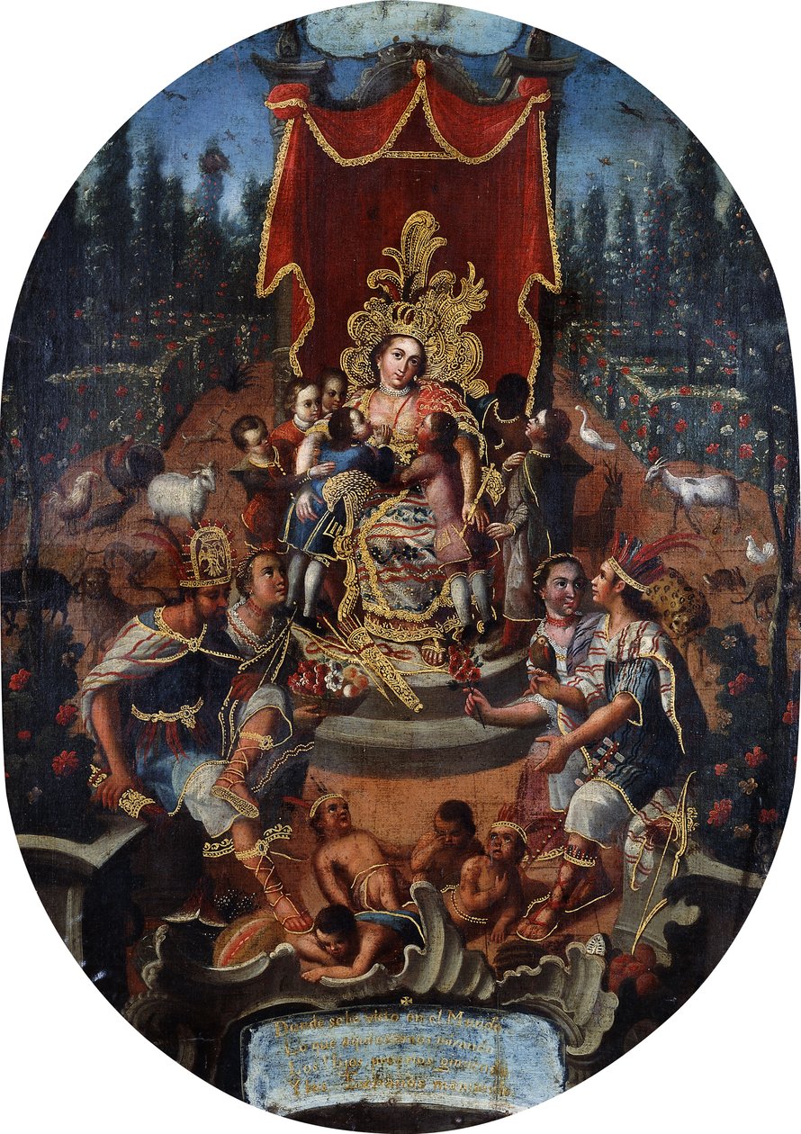 America Nursing Spanish Noble Boys, c.1770 af Peruvian School