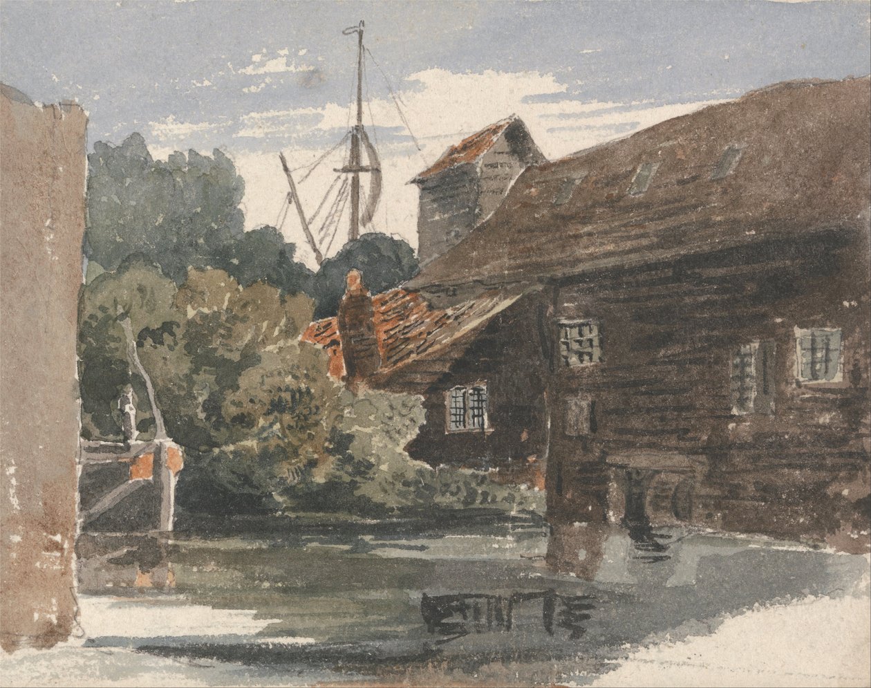 Mølle ved Teddington på Themsen af Peter de Wint