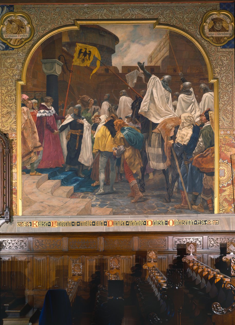 Kejser Frederik II tillod de germanske riddere at invadere Preussen i 1236, 1903 af Peter Johann Theodor Janssen