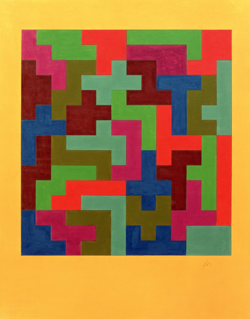 Puzzle II, 1988 (tempera på papir) af Peter McClure