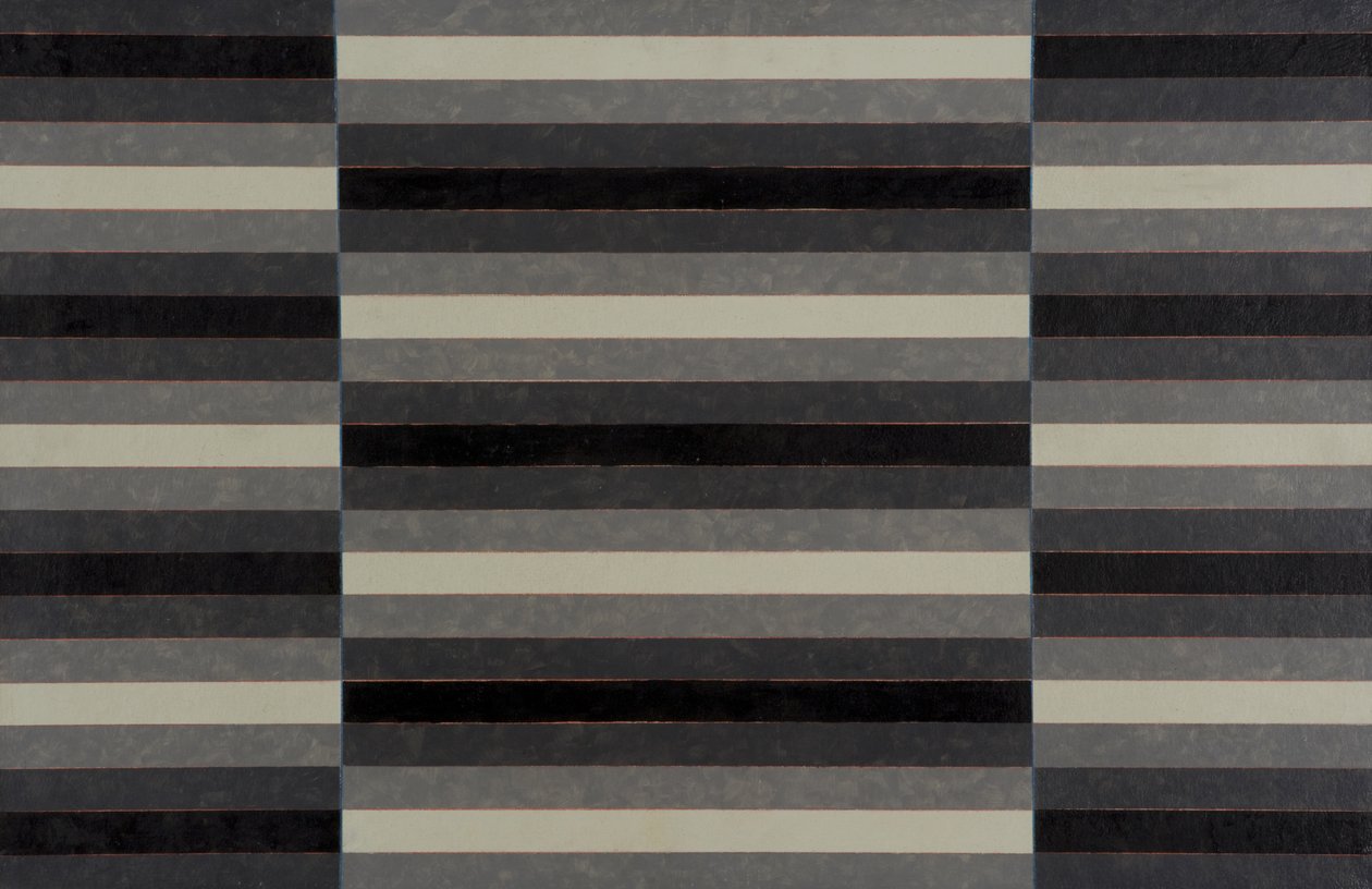 Stribet triptykon nr. 4, 2003 (akryl om bord) af Peter McClure