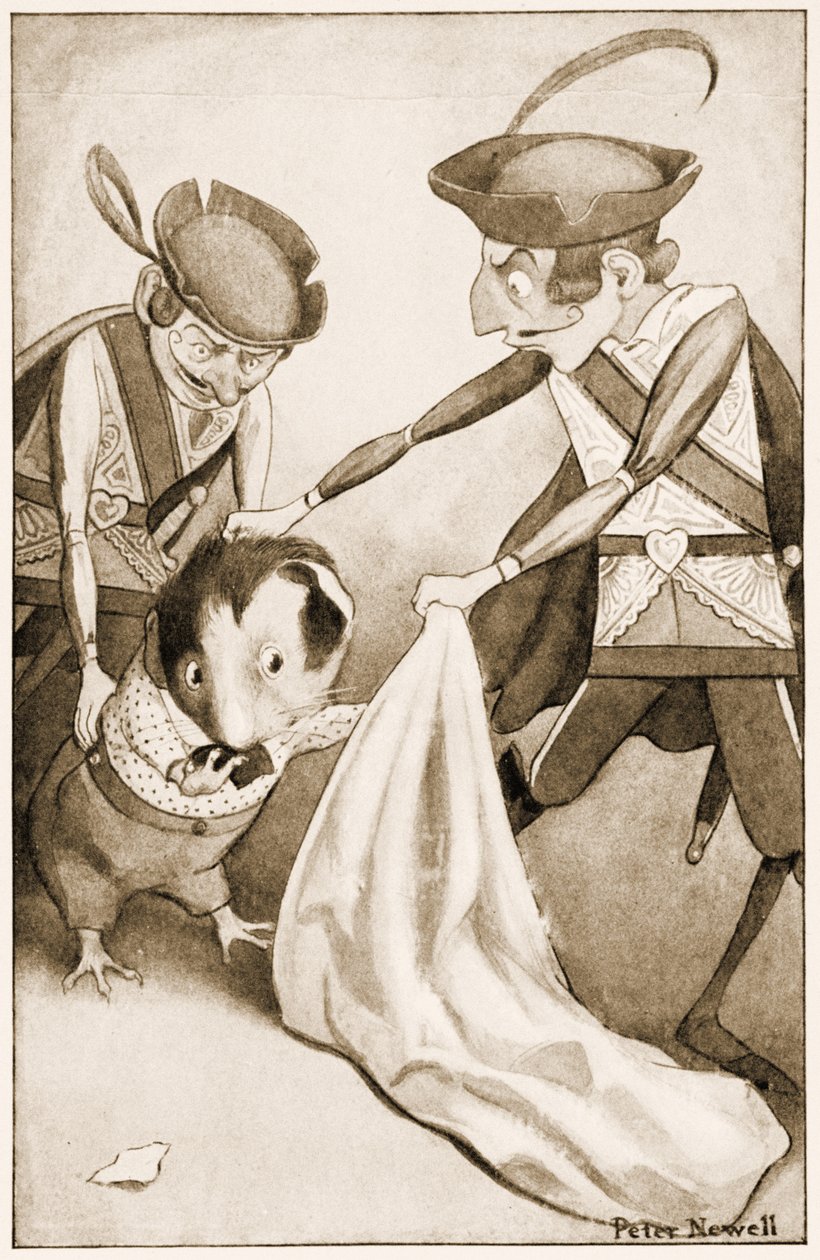 "Into this they gled the Guinea Pig", illustration til Lewis Carrolls Alice