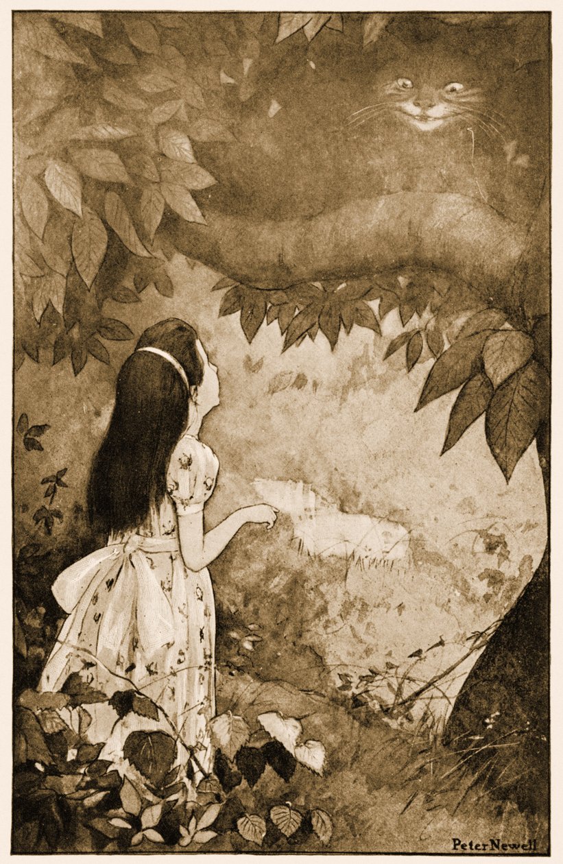 Denne gang forsvandt det ganske langsomt, illustration til Lewis Carrolls Alices Adventures in Wonderland, 1901 af Peter Newell