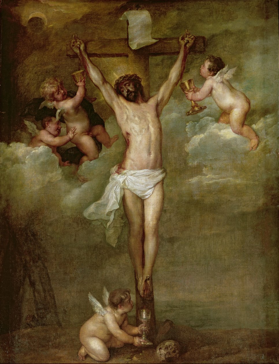 Kristus deltog af engle, der holdt kalk af Peter Paul Rubens