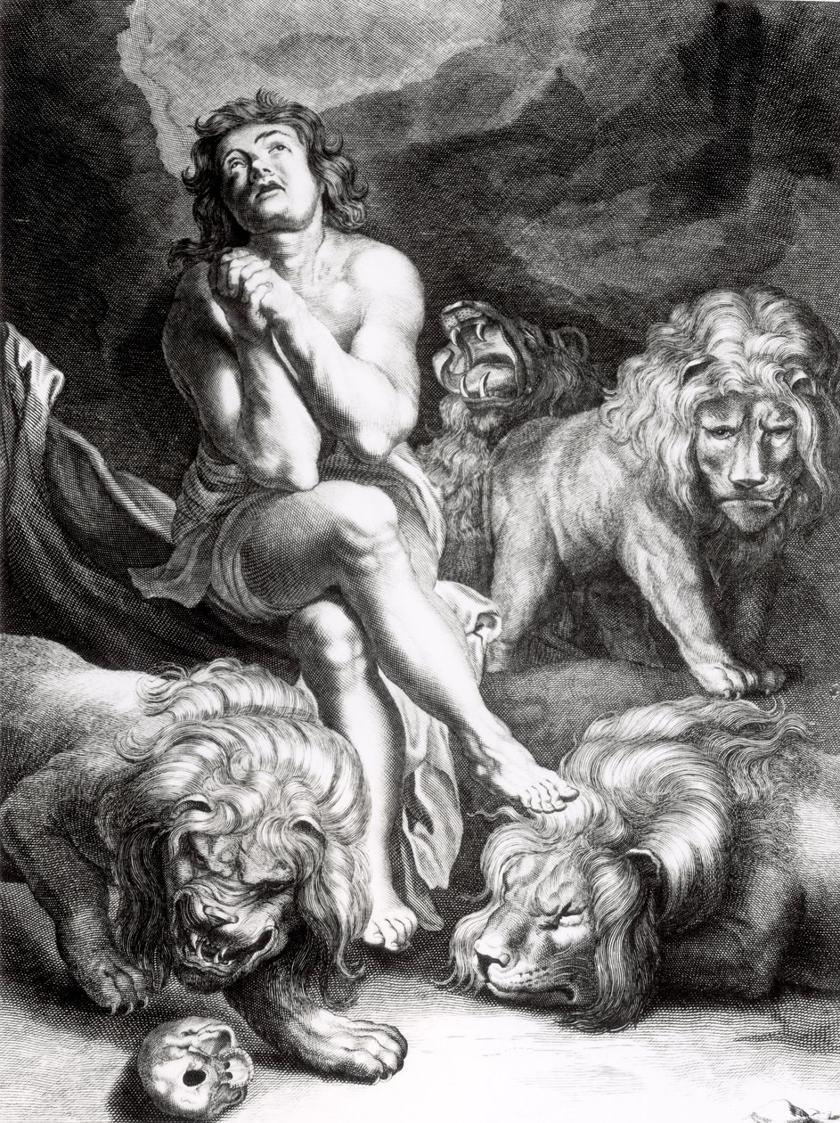 Daniel i Løvernes Hule, graveret af Abraham Blooteling (1640-90) af Peter Paul Rubens
