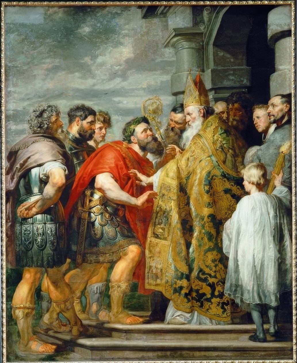 St. Ambrosius og kejser Theodosius af Peter Paul Rubens