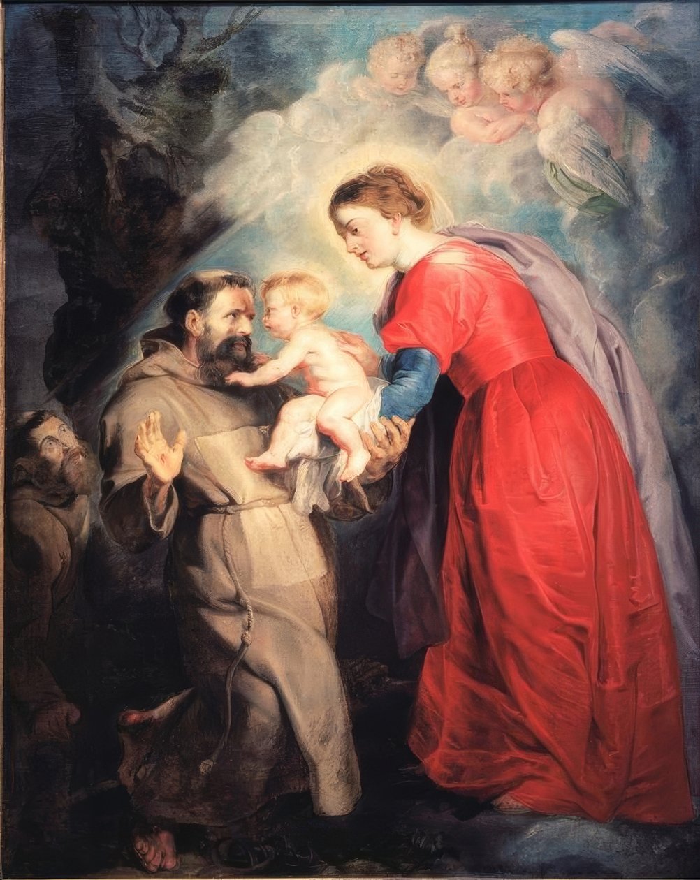 St. Frans modtager Jesusbarnet af Peter Paul Rubens