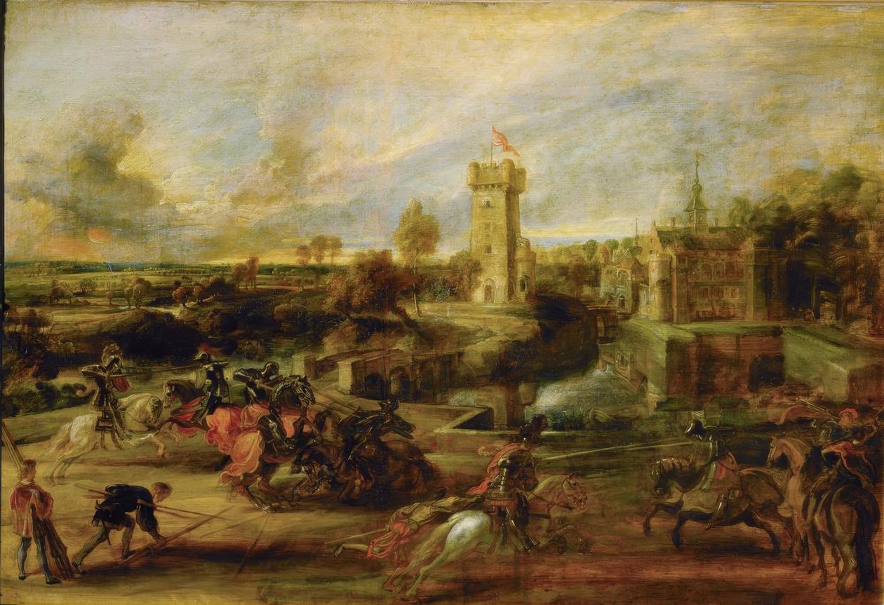 Landskab med en turnering foran slottet Steen af Peter Paul Rubens