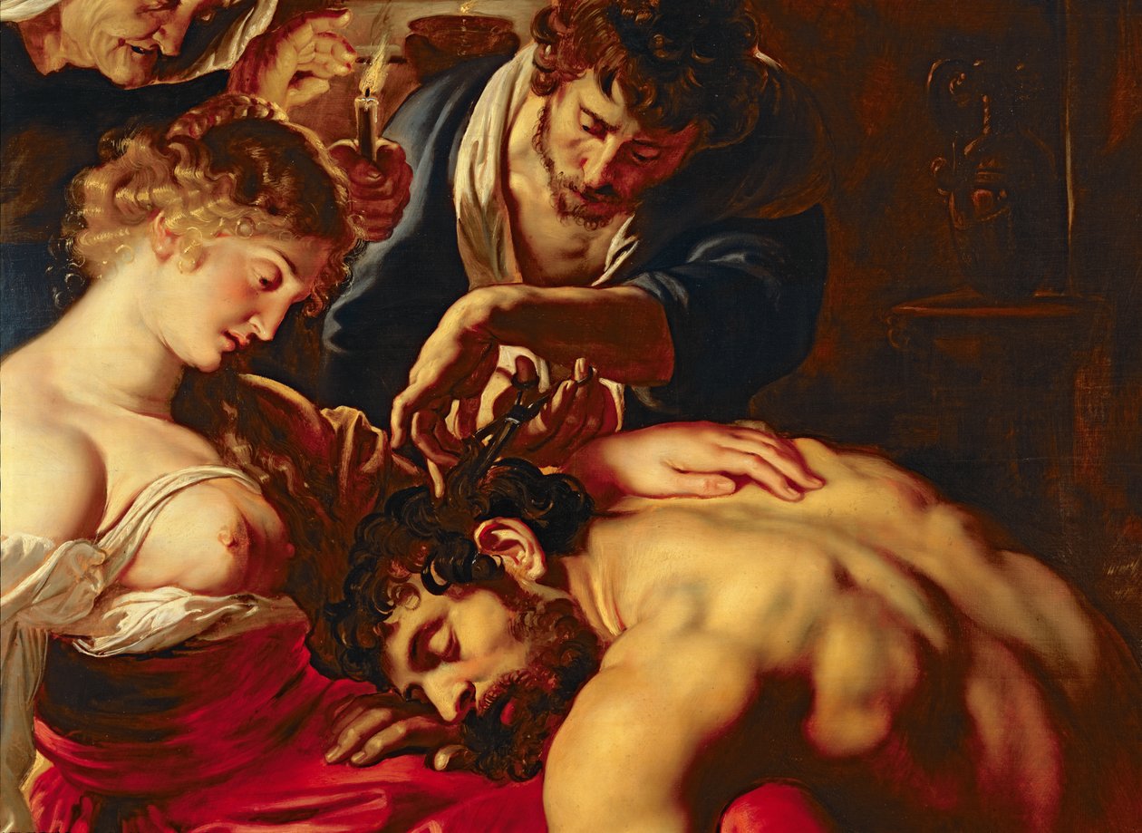 Samson og Delila, ca. 1609 (detaljer fra 15815) af Peter Paul Rubens