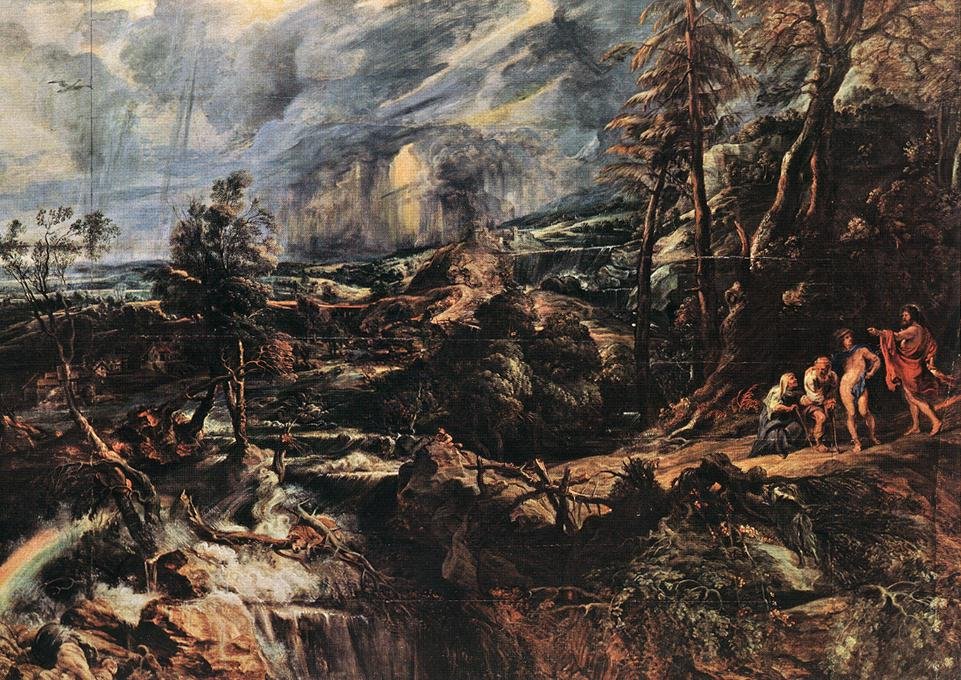 Stormfuldt landskab af Peter Paul Rubens