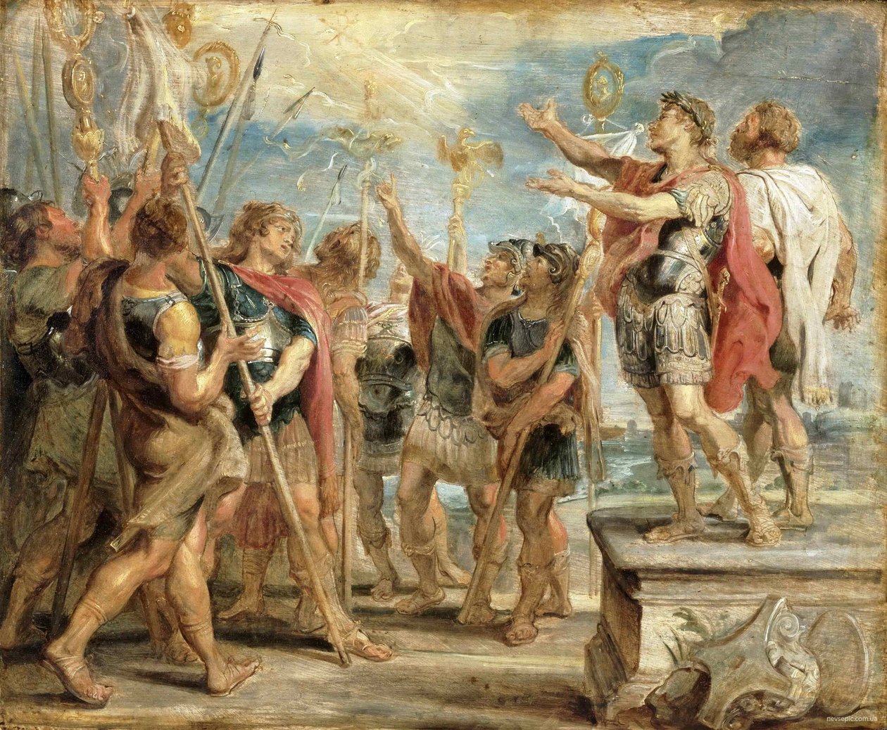 Kristi emblem, der viser sig for Konstantin af Peter Paul Rubens