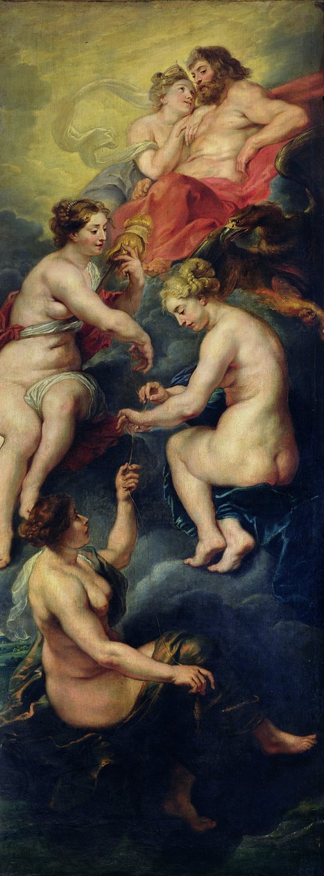 Medici-cyklussen: De tre skæbner forudsiger Marie de Medicis fremtid (1573-1642) 1621-25 af Peter Paul Rubens