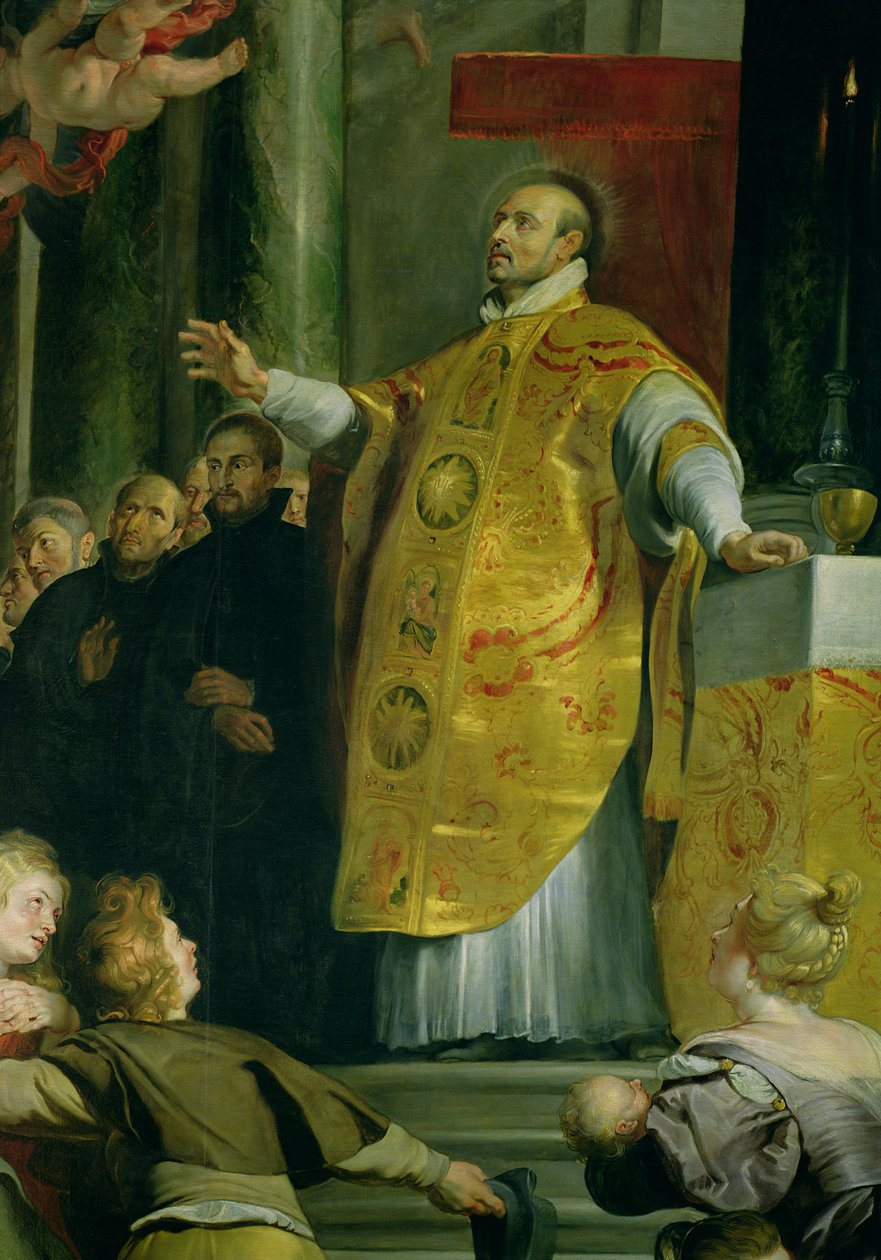 Vision af St. Ignatius af Loyola (ca. 1491-1556) detalje af helgenen, 1617-18 af Peter Paul Rubens