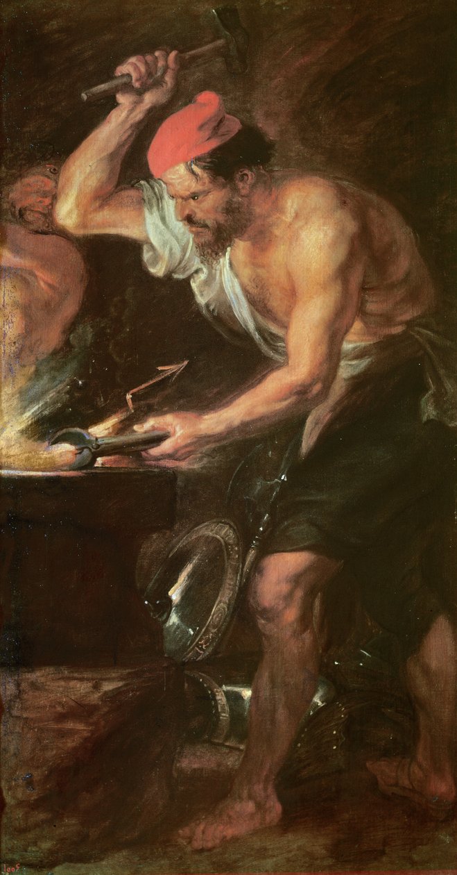 Vulcan smedning af Jupiters lynbolte, 1636-38 af Peter Paul Rubens
