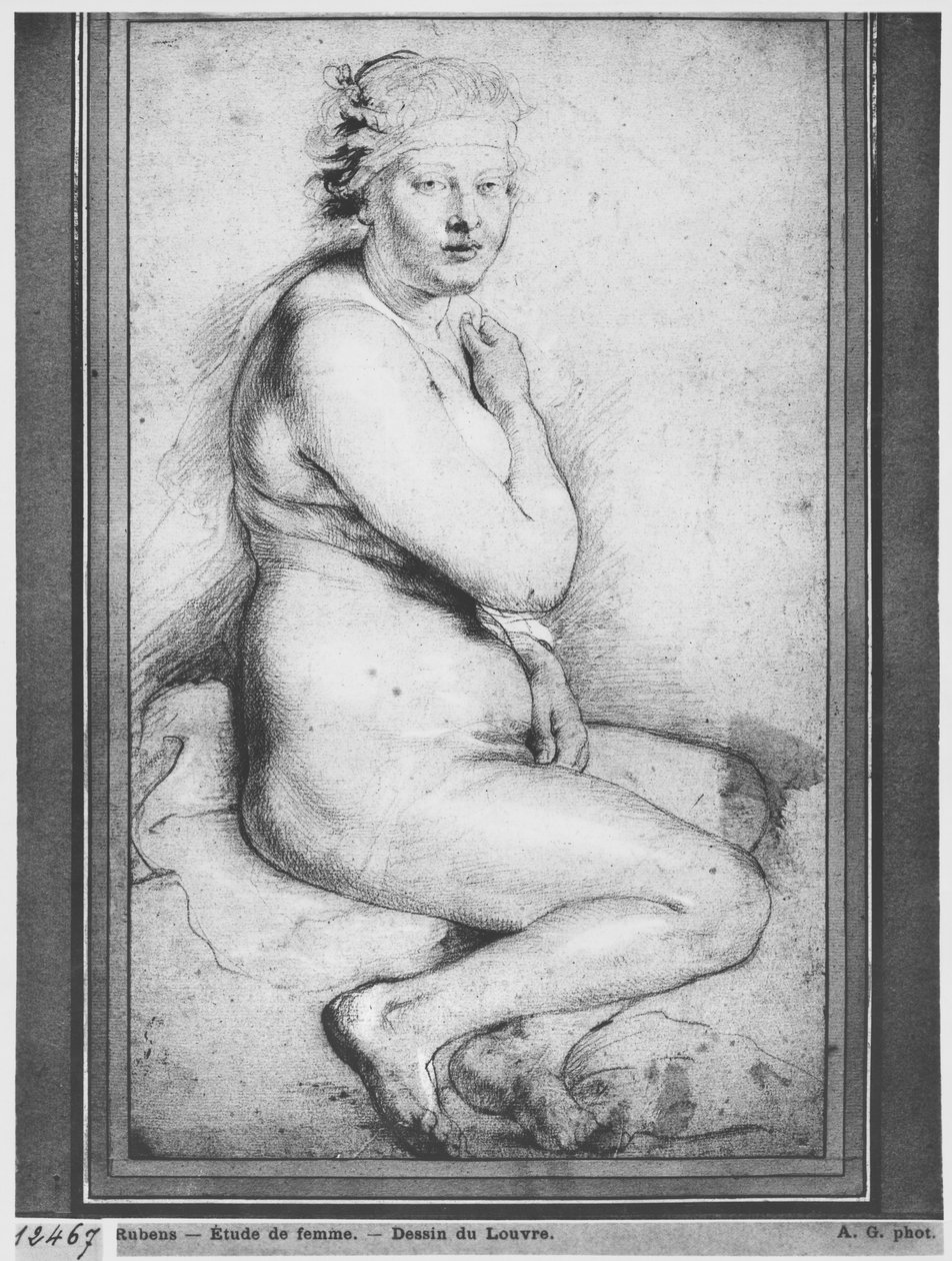 Ung, nøgen kvinde, siddende, vendt mod højre af Peter Paul Rubens