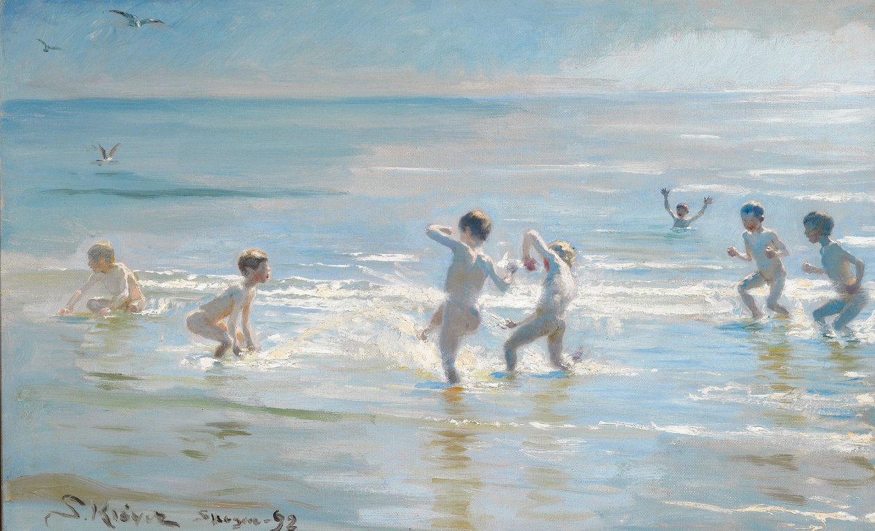 En Flok Drenge ude i det solglitrende Vand af Peder Severin Krøyer