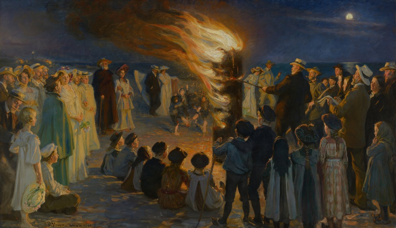 Midtsommeraften bål på Skagen Strand af Peder Severin Krøyer