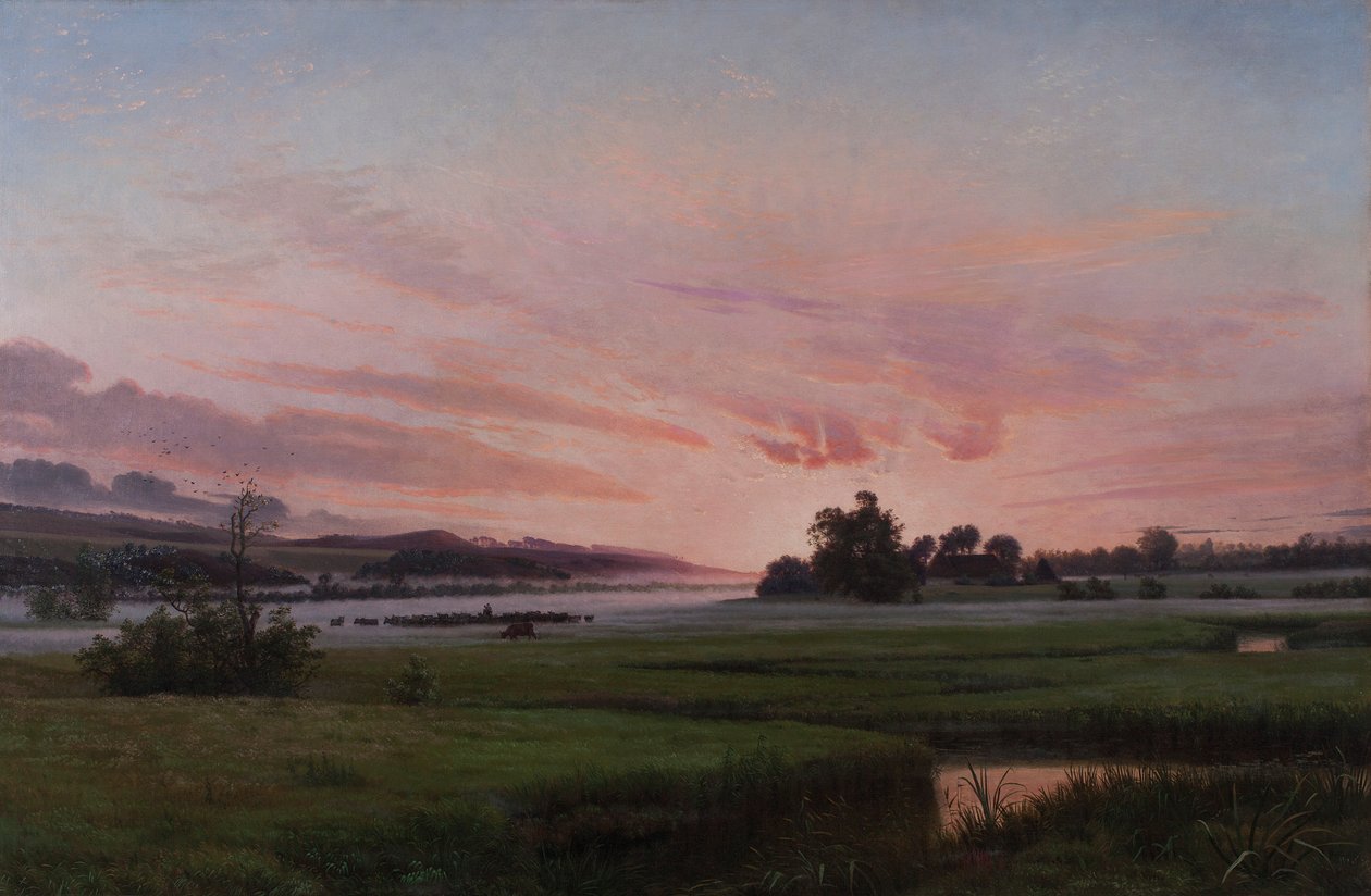 En sommeraften ved Ry, Jylland, ca. 1873 af Vilhelm Kyhn