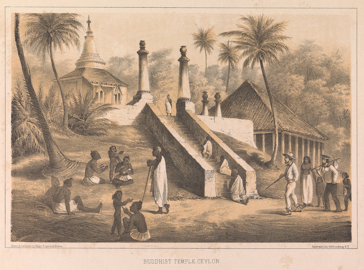 Buddhistisk tempel, Ceylon af Peter Bernhard Wilhelm Heine
