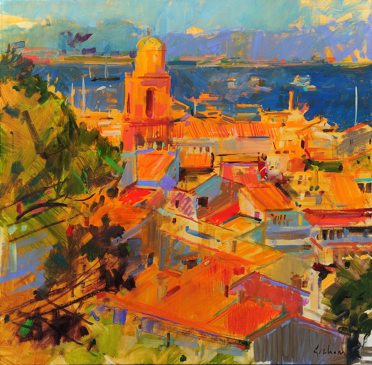 Saint Tropez-bugten af Peter Graham (Contemporary)