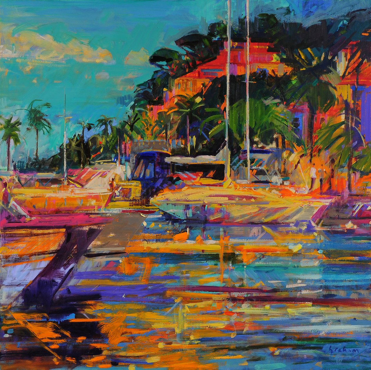 Cavalaire-sur-Mer, 2023 (olie på lærred) af Peter Graham