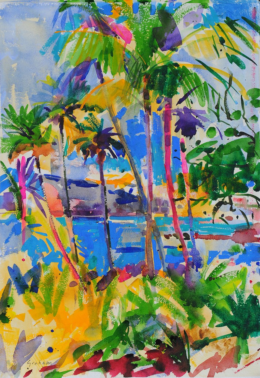 Maui Aloha, 2023 (akvarel) af Peter Graham