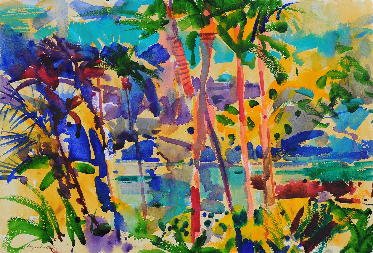 South Maui, Hawaii, 2023 (akvarel) af Peter Graham