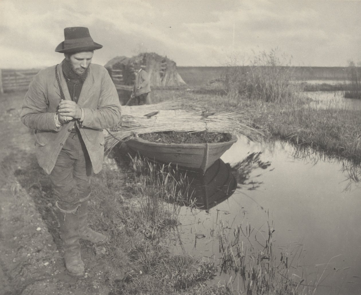Bugsering af Reed,1886 (foto) af Peter Henry Emerson