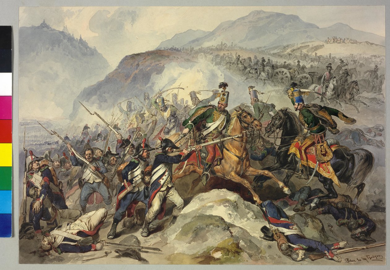 Slaget ved Tarvis 1797 (akvarel) af Peter Johann Nepomuk Geiger
