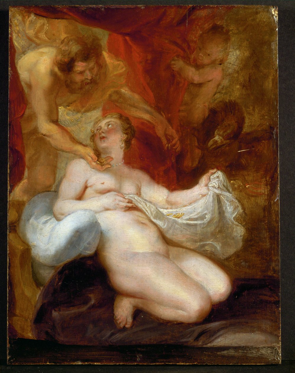 Jupiter og Danae (maleri på træ) af Peter Paul Rubens