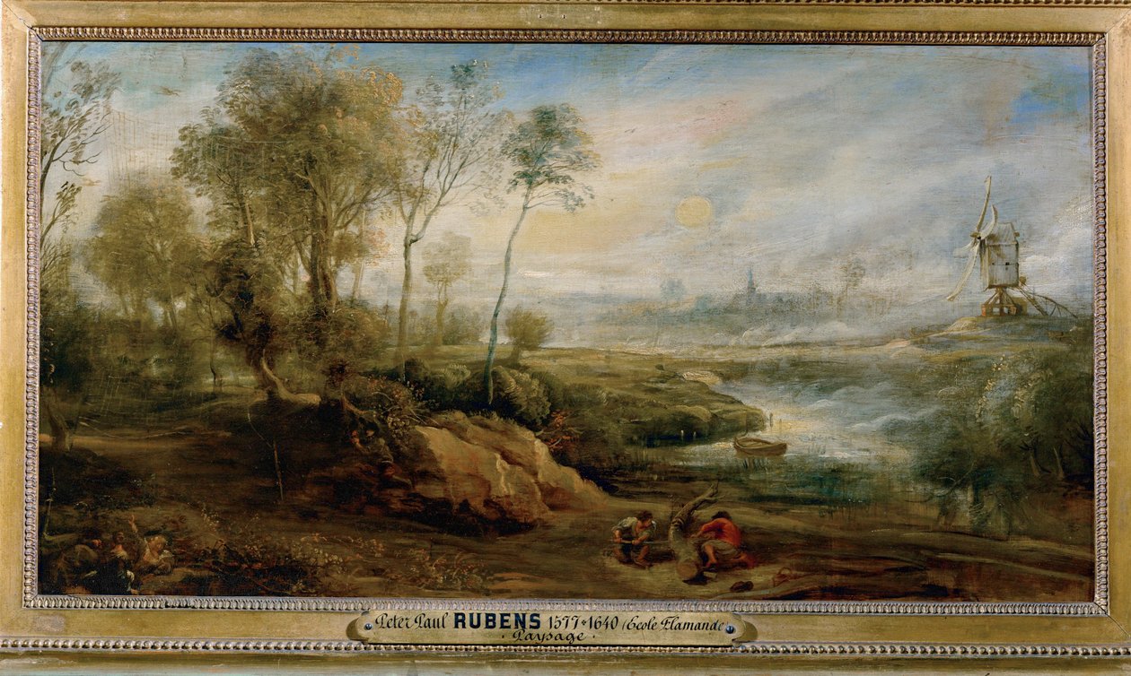 Landskab med fuglefanger (maleri på træ) af Peter Paul Rubens
