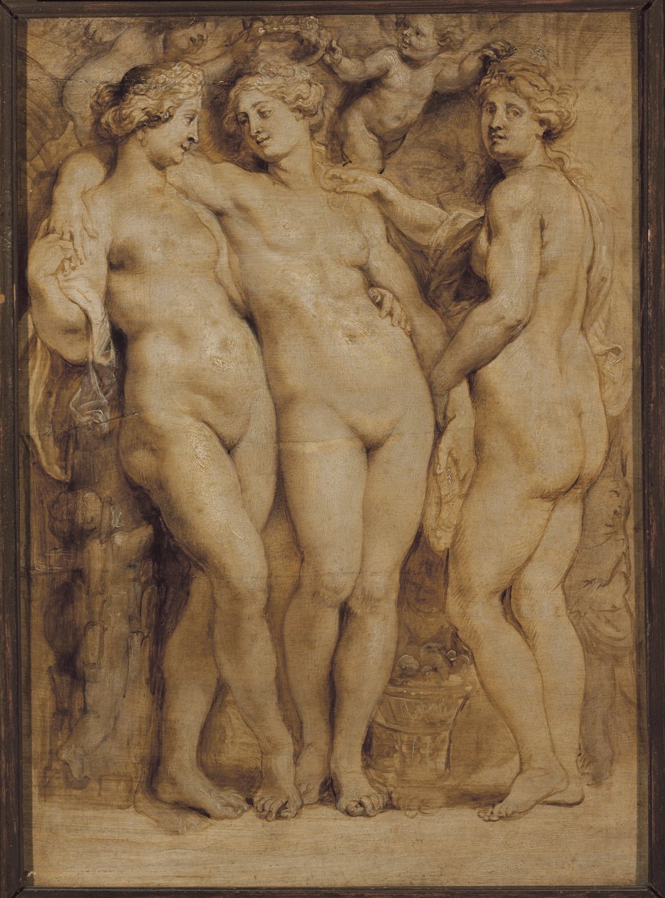 Tre nåder (monokromt maleri af Peter Paul Rubens