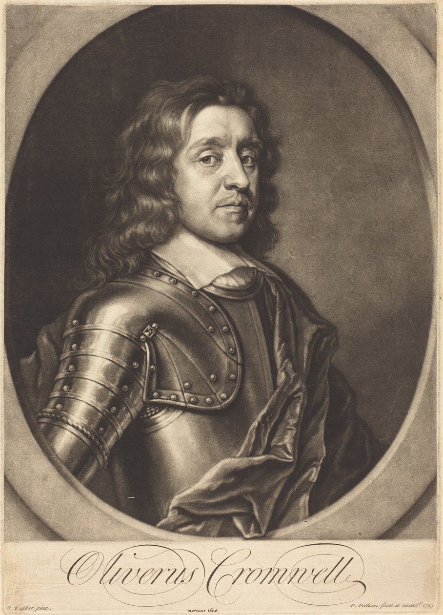 Oliver Cromwell af Peter Pelham after Robert Walker