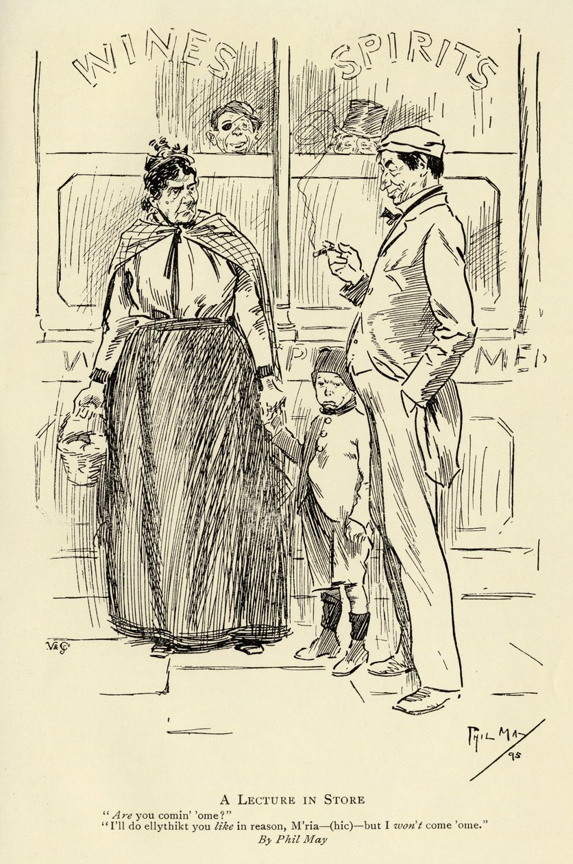 Et foredrag i butikken, 1895 af Phil May