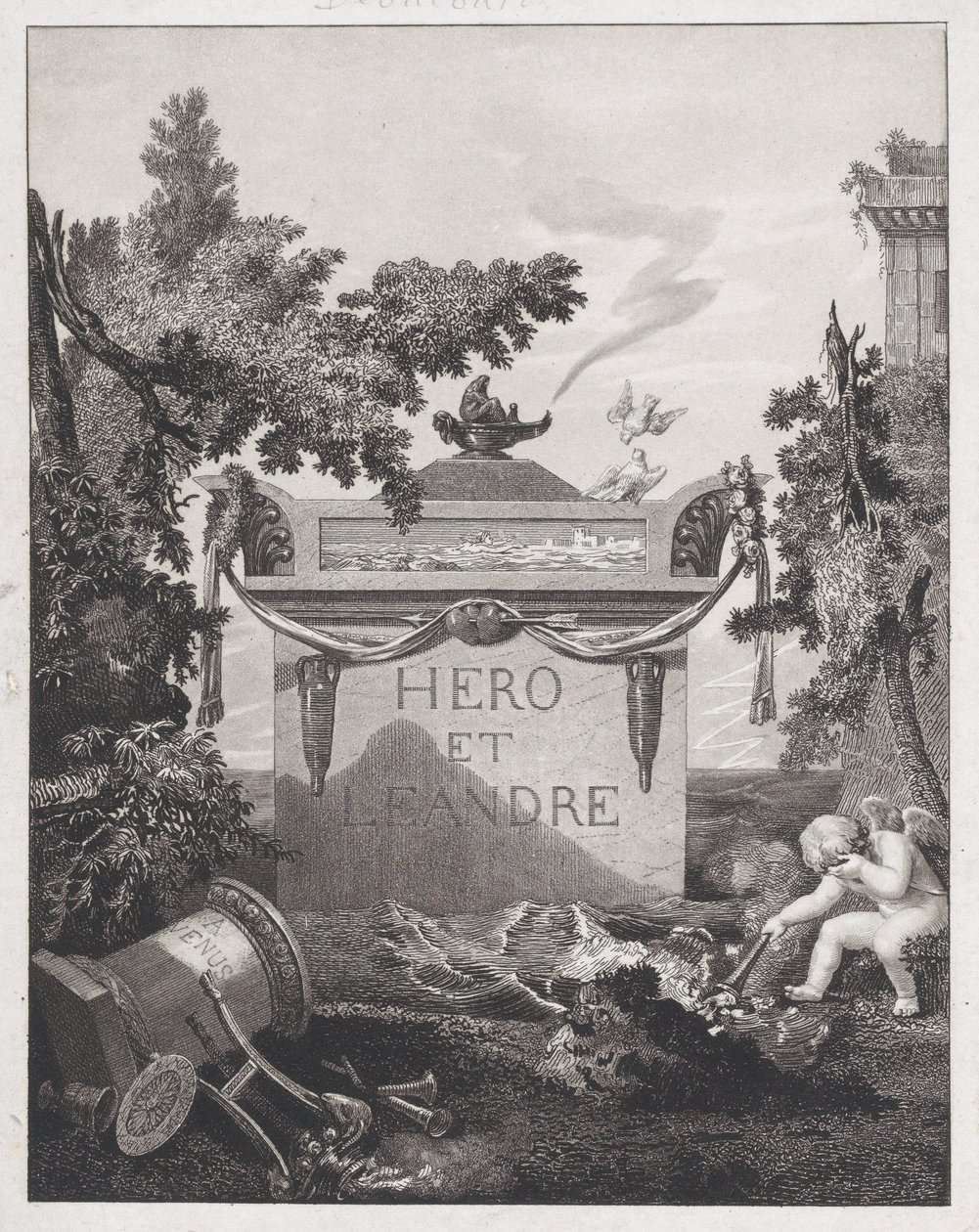 Frontispice til Hero and Leander, 1801. af Philibert Louis Debucourt