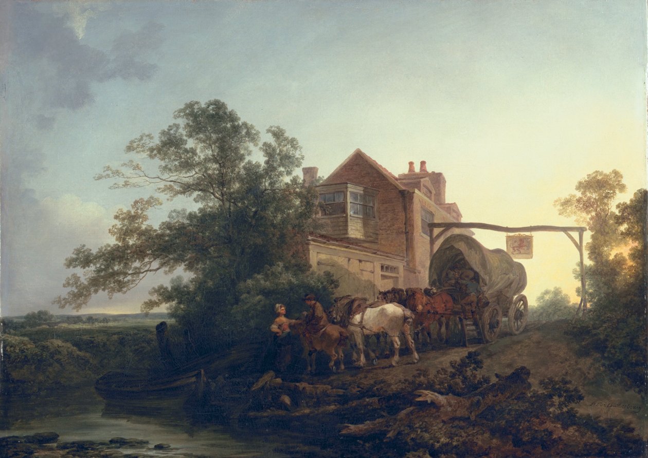 Vogn uden for en kro af Philippe Jacques de Loutherbourg