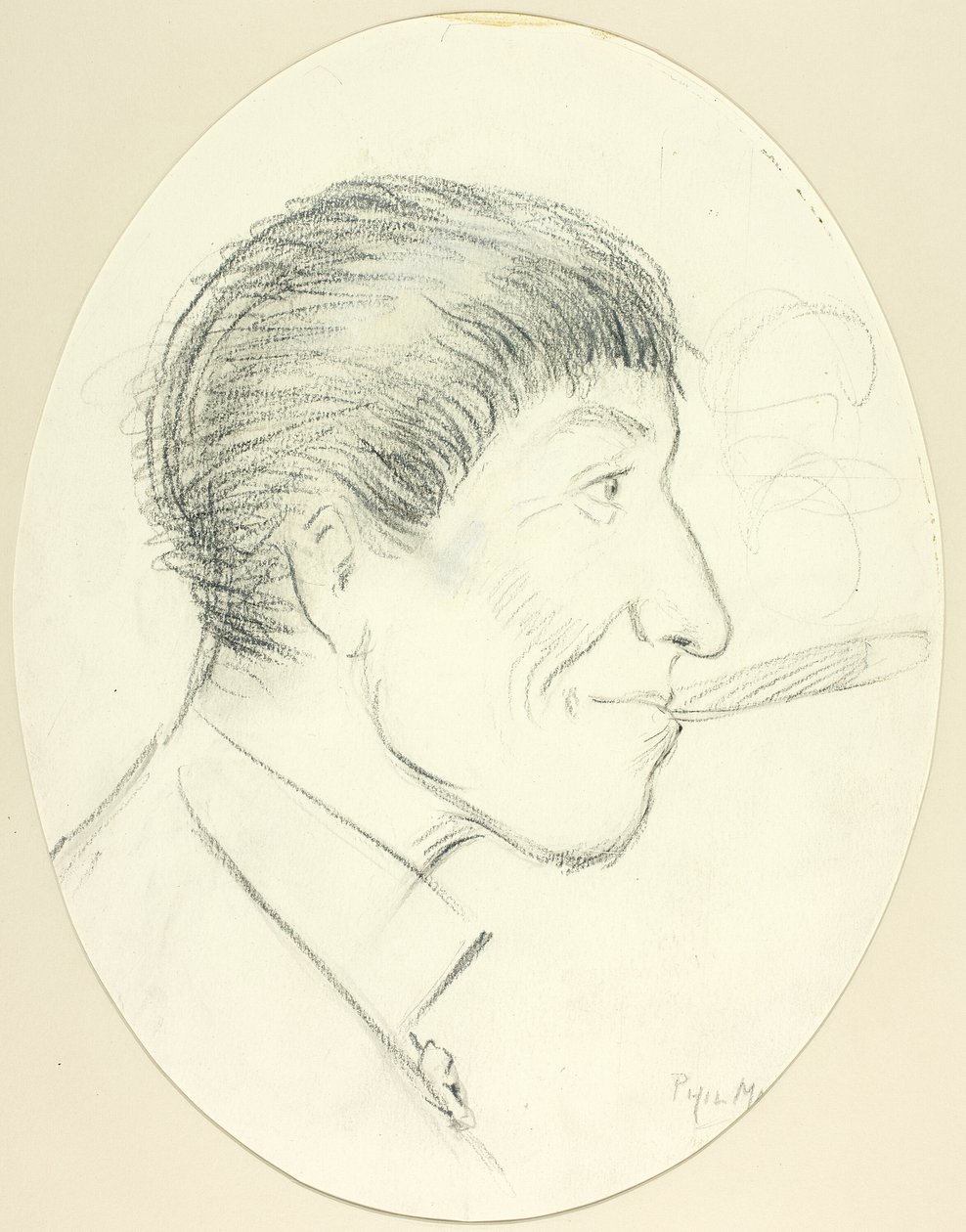 Profil af mand, der ryger cigar af Philip William May