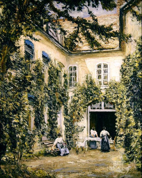 Figurer i en gårdhave, Montreuil-sur-Mer af Philip Wilson Steer