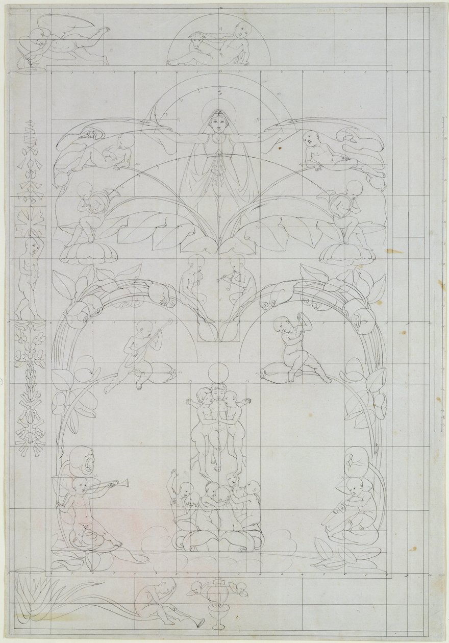 Aften, 1803 (blyant og vask på papir) af Philipp Otto Runge