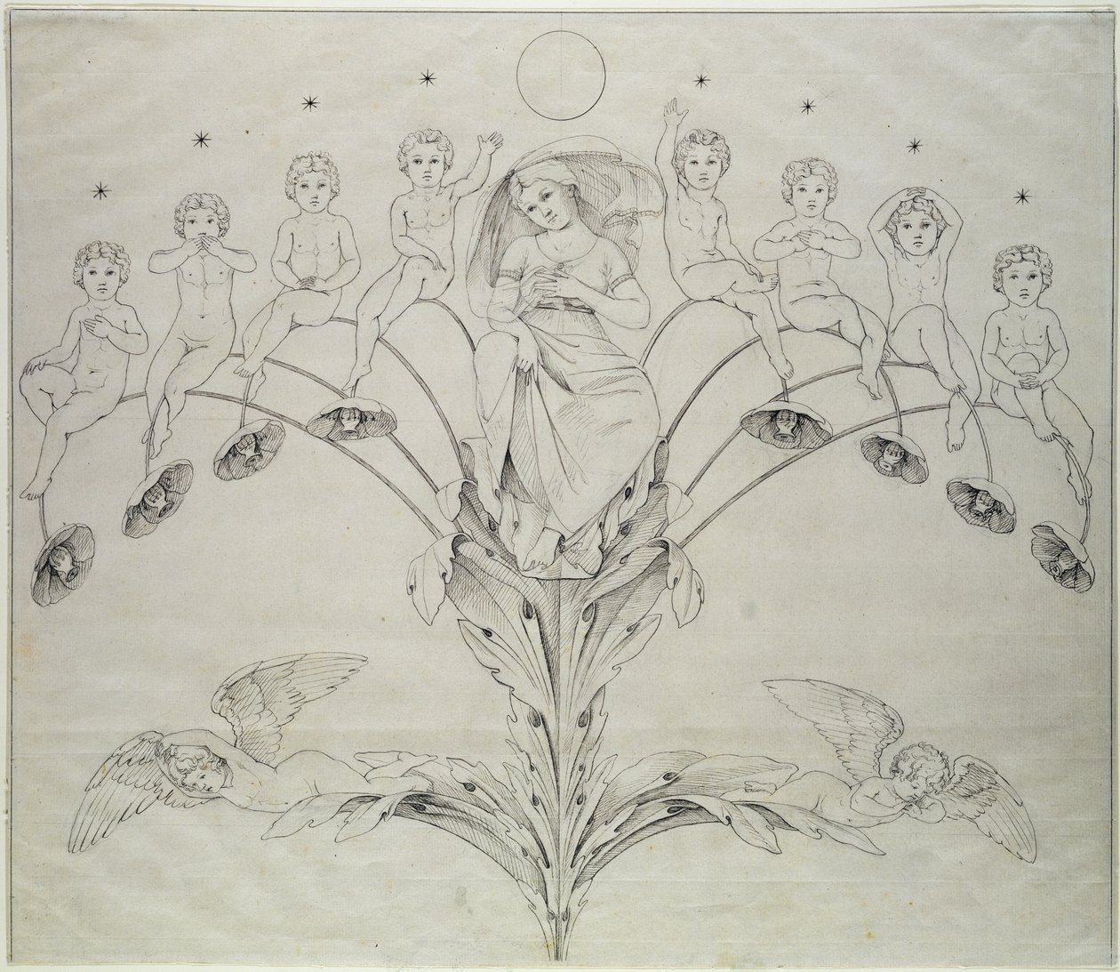 Nat, 1803 (blæk på papir) af Philipp Otto Runge