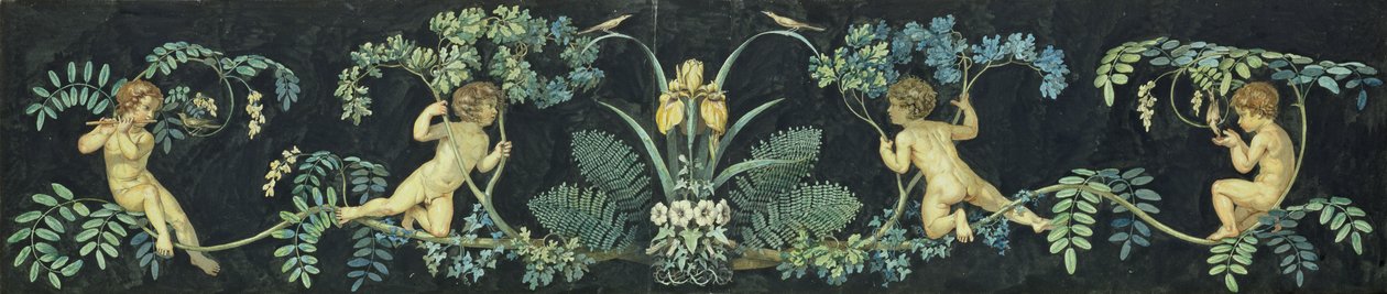 Nightingale Bushes, 1810 (wc og blæk på papir) af Philipp Otto Runge