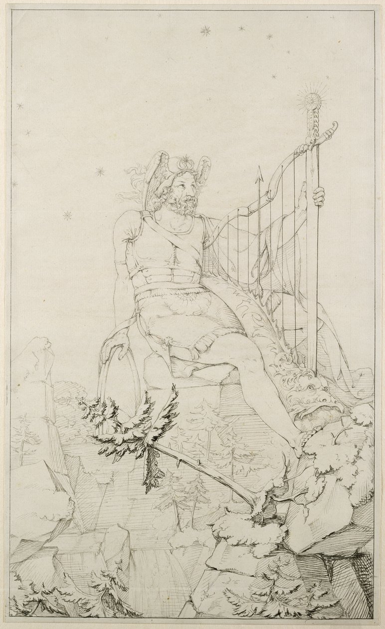 Ossian, 1804-5 (vask over blyant på papir) af Philipp Otto Runge