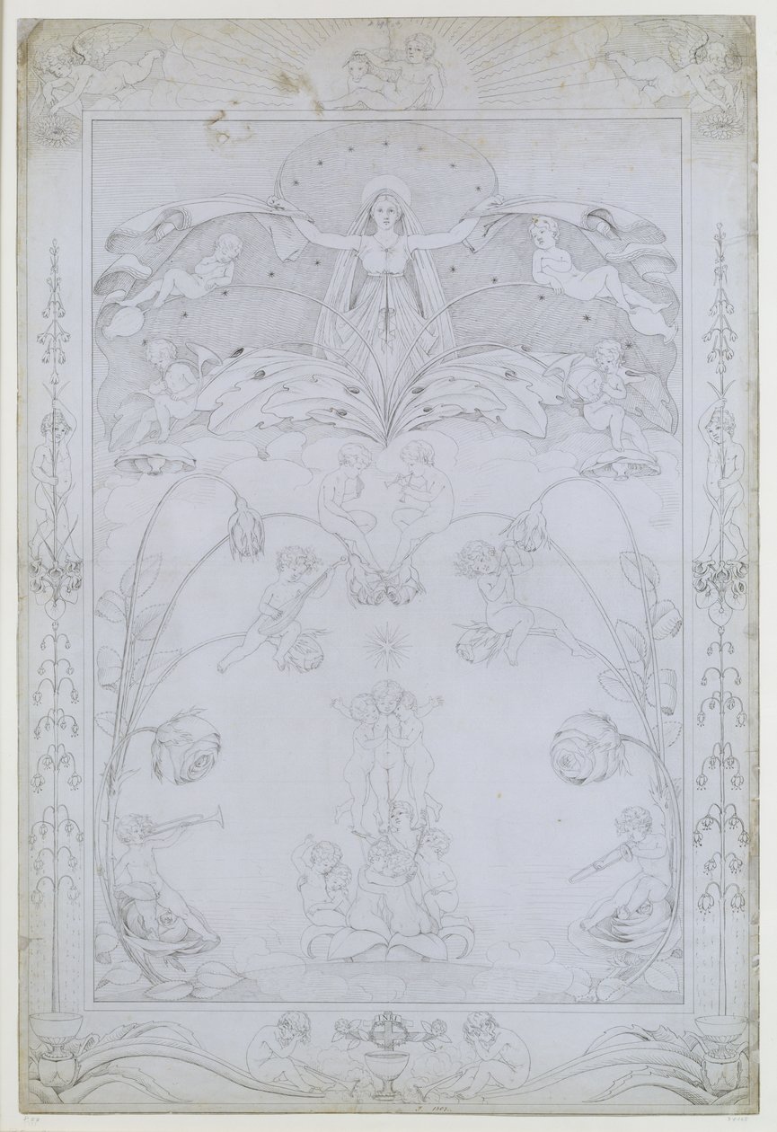Aftenen, 1803 (blæk på papir) af Philipp Otto Runge