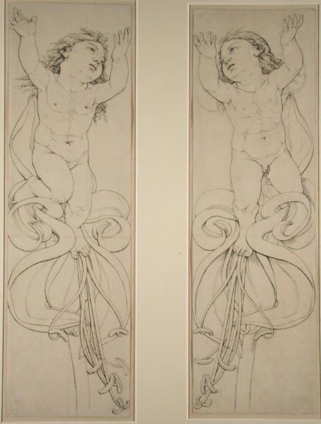 Den venstre og højre ånd på Amaryllis-planten, 1809 (pen og blæk på papir) af Philipp Otto Runge