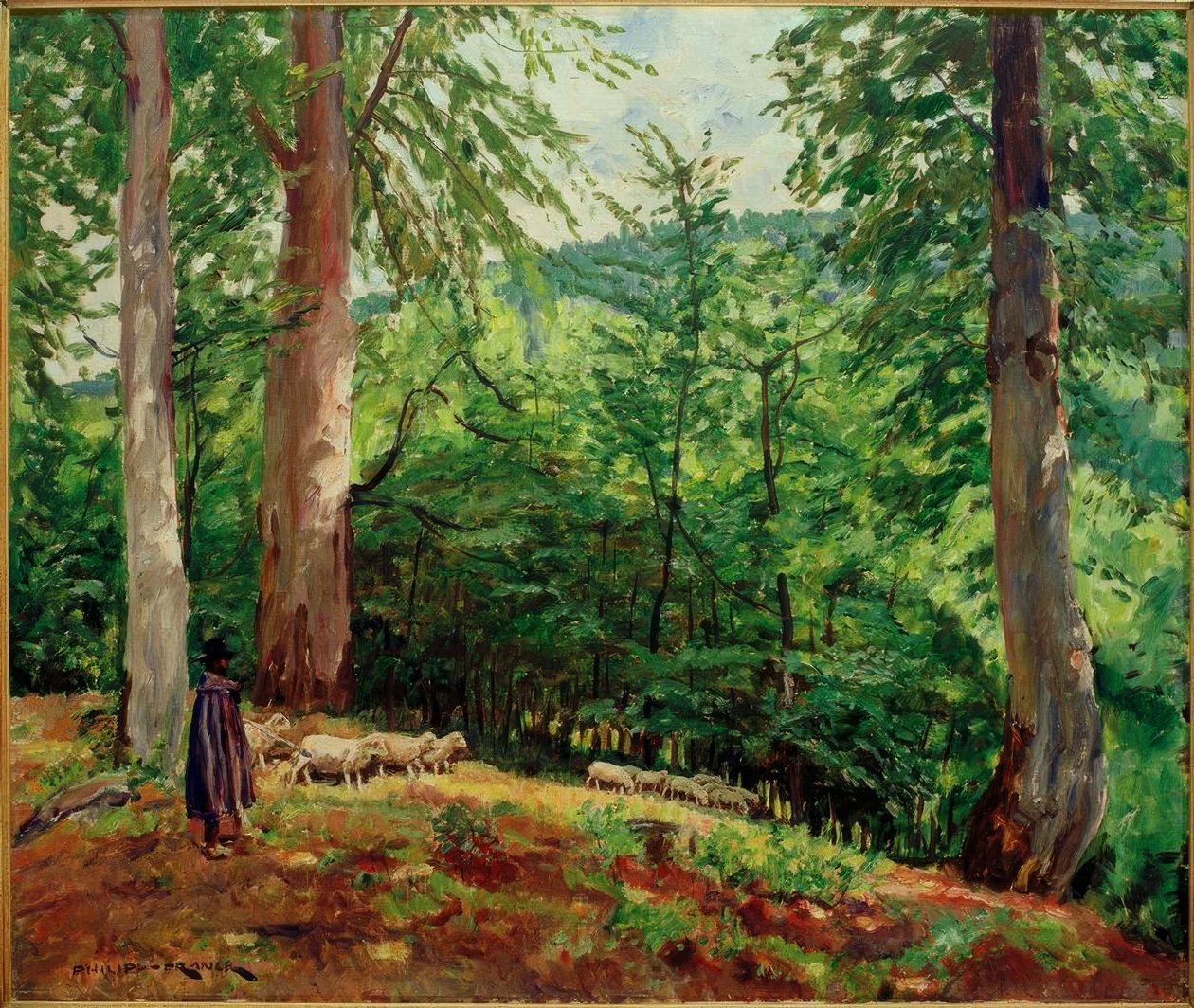 Hyrde med flok får i Taunus af Philipp Franck