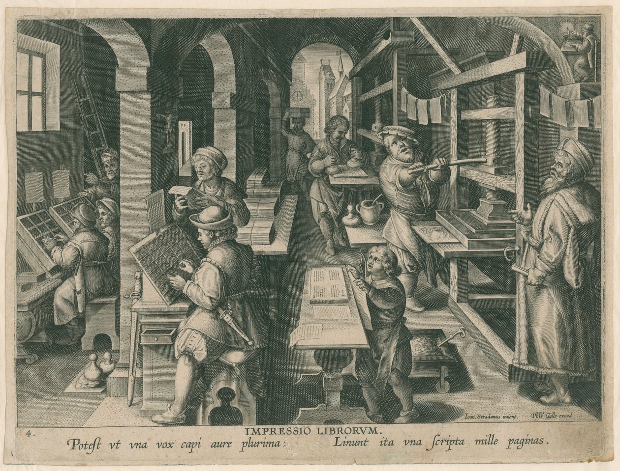 Trykkeri, 1570-1580. af Philipp Galle