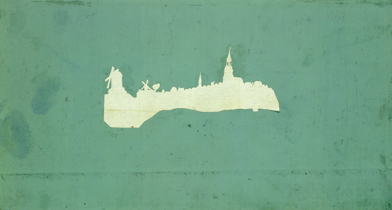 Udsigt over Hamburg (collage på papir) af Philipp Otto Runge