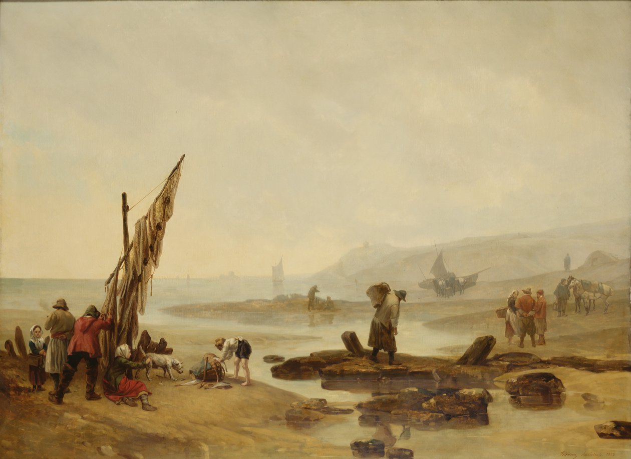 Udsigt over Ambleteuse, 1854 af Philippe Auguste Jeanron
